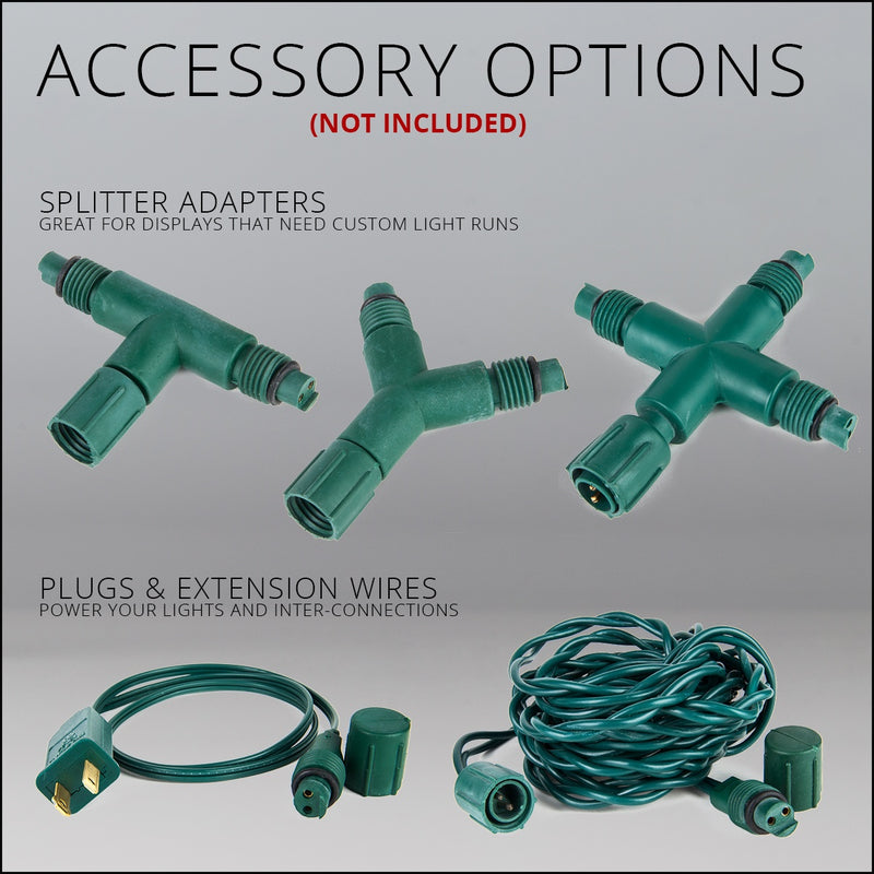 25 C9 Red Commercial LED Lights, Green Wire, 12-inch Spacing