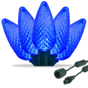 25 C9 Blue Commercial LED Light String, Green Wire, 12-inch Spacing