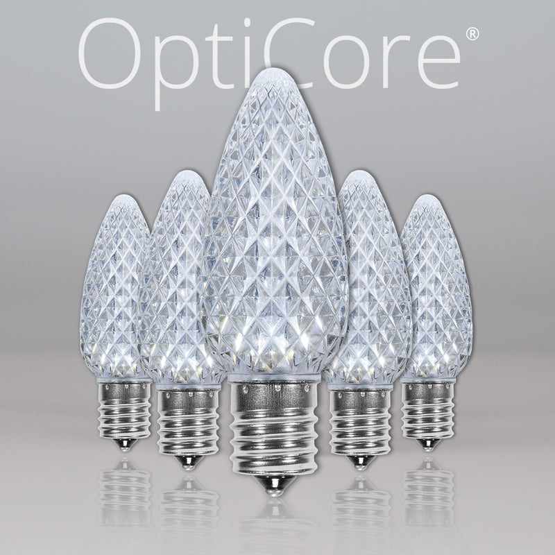 C9 Cool White OptiCore LED Bulbs, Box of 25