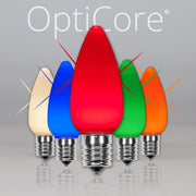 C9 Twinkle Opaque Multicolor OptiCore LED Bulbs