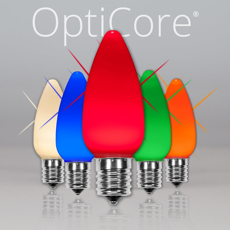 C9 Twinkle Opaque Multicolor OptiCore LED Bulbs