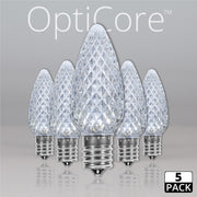 C9 Cool White OptiCore LED Bulbs, 5-Pack
