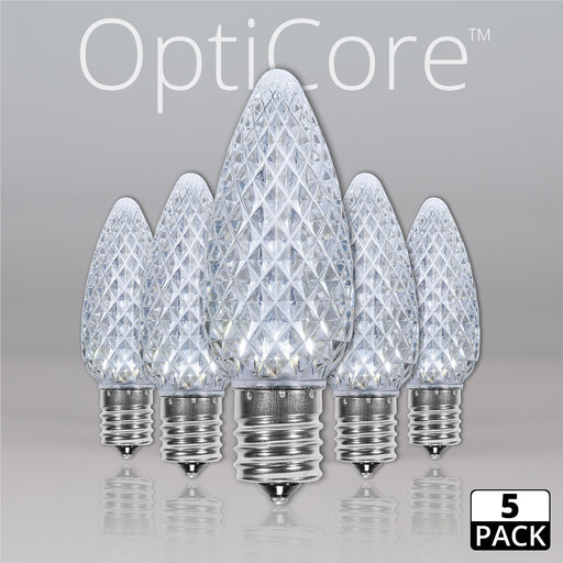 C9 Cool White OptiCore LED Bulbs, 5-Pack