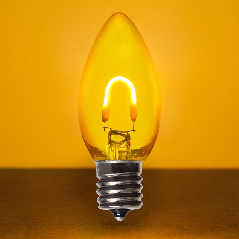 C9 Transparent Glass Gold FlexFilament LED Bulbs