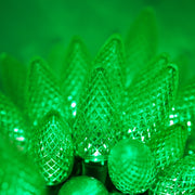 25 C9 Green Commercial LED Lights, Green Wire, 12-inch Spacing