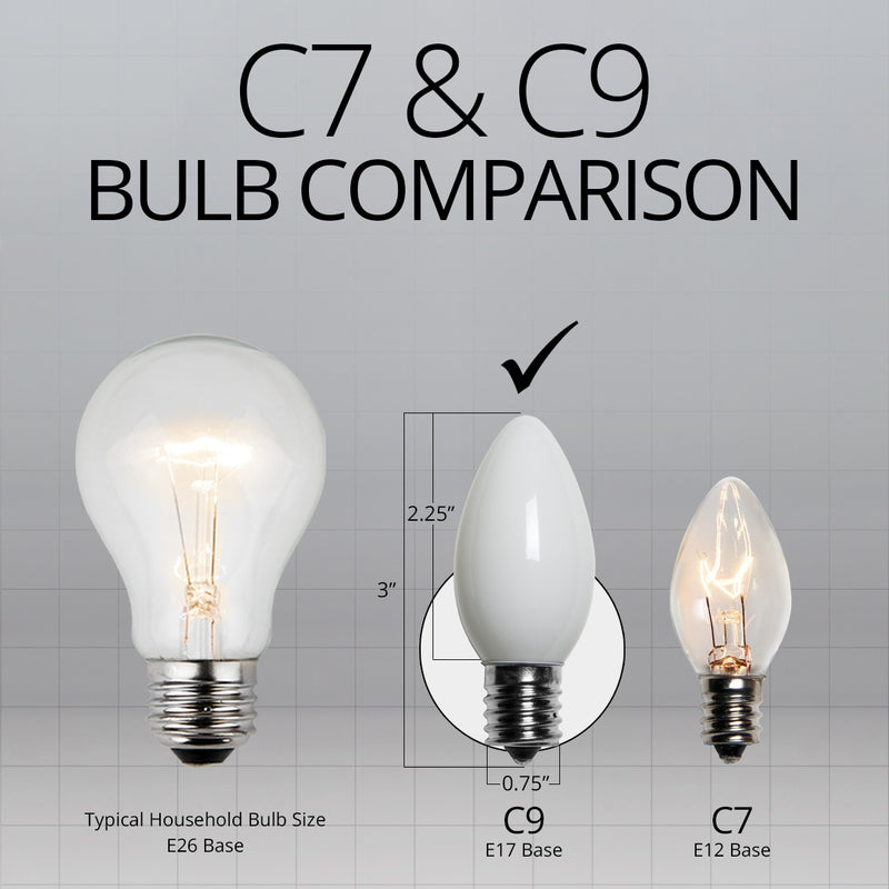 C9 White Opaque Bulbs