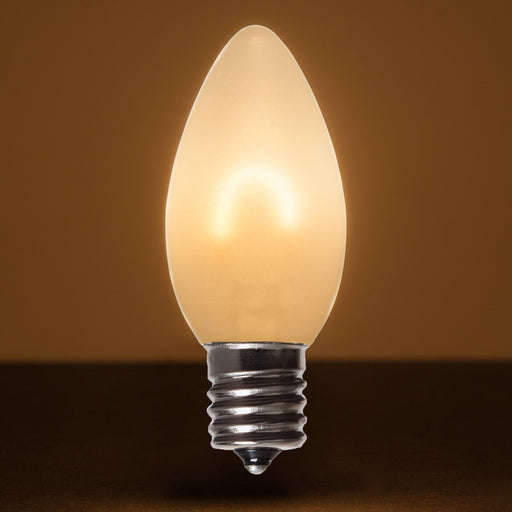 C9 Satin Glass Warm White FlexFilament LED Bulbs