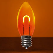 C9 Transparent Shatterproof Amber FlexFilament LED Bulbs