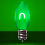 C9 Transparent Shatterproof Green FlexFilament LED Bulbs