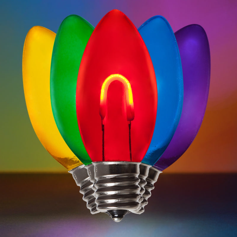 C9 Transparent Shatterproof Multicolor FlexFilament LED Bulbs