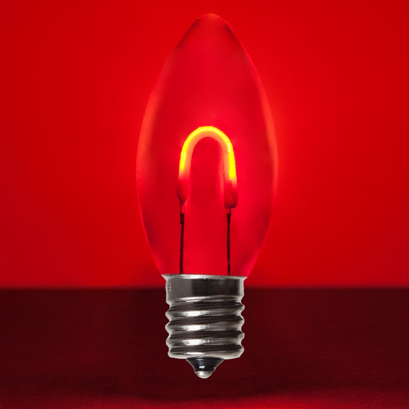 C9 Transparent Shatterproof Red FlexFilament LED Bulbs