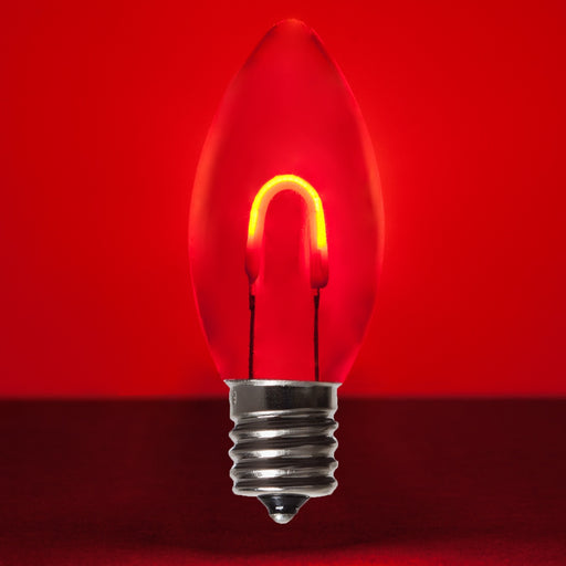 C9 Transparent Shatterproof Red FlexFilament LED Bulbs