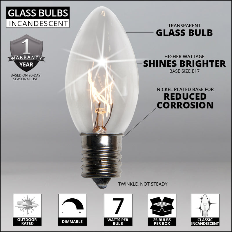 C9 Twinkle Clear Transparent Bulbs