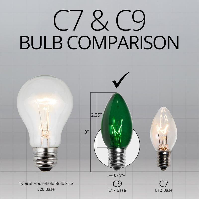 C9 Twinkle Green Triple Dipped Transparent Bulbs