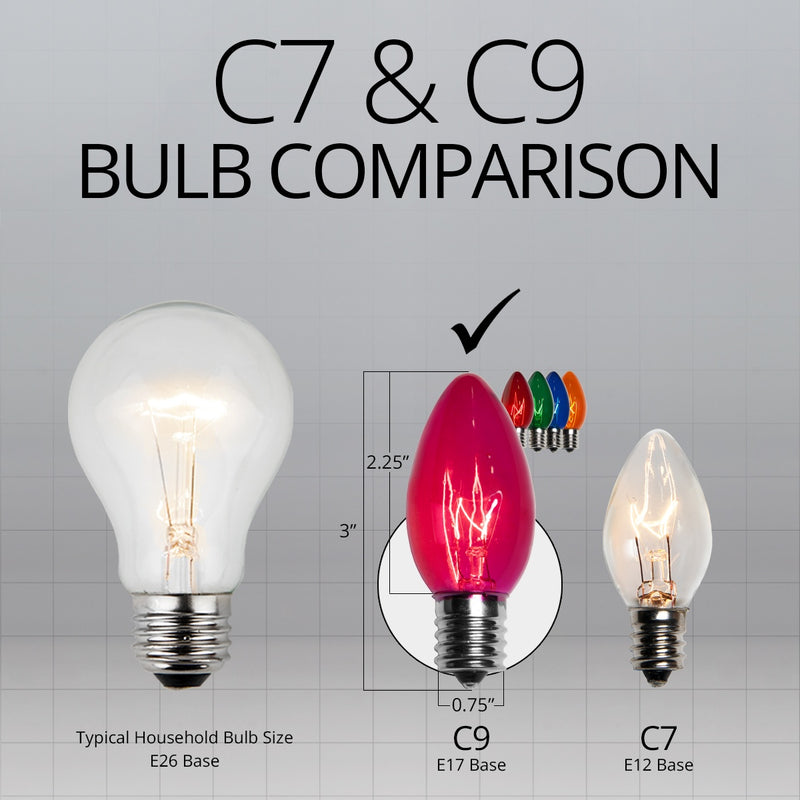 C9 Twinkle Multicolor Triple Dipped Transparent Bulbs