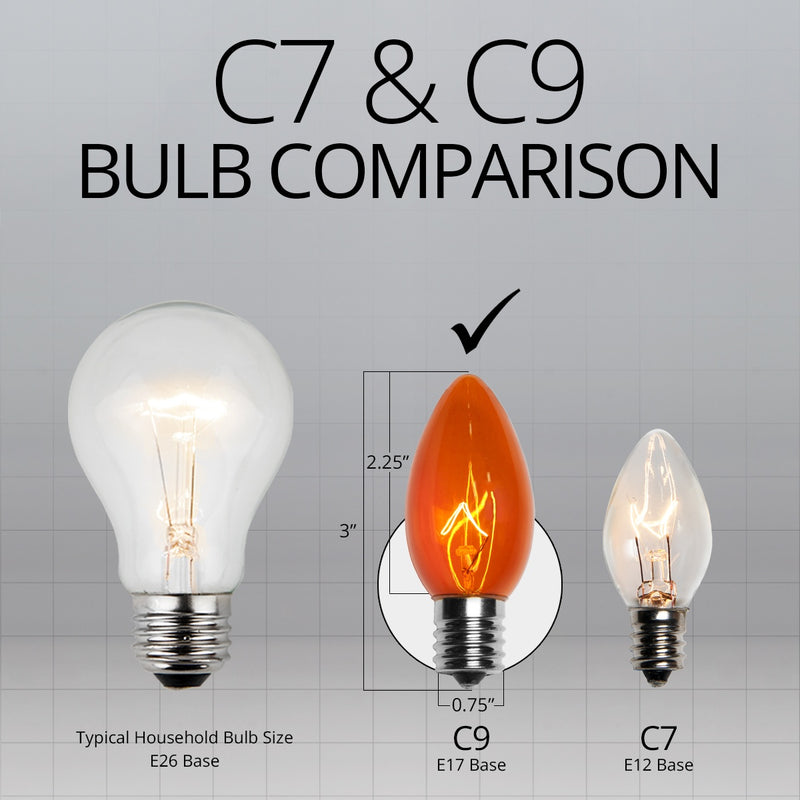 C9 Amber / Orange Triple Dipped Transparent Bulbs