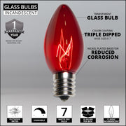 C9 Red Triple Dipped Transparent Bulbs