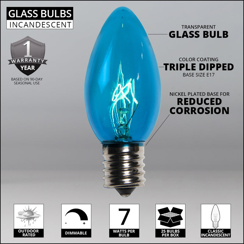 C9 Teal Triple Dipped Transparent Bulbs