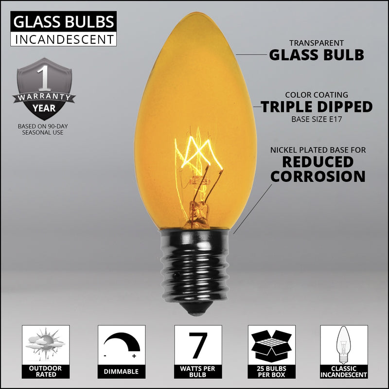 C9 Yellow Triple Dipped Transparent Bulbs