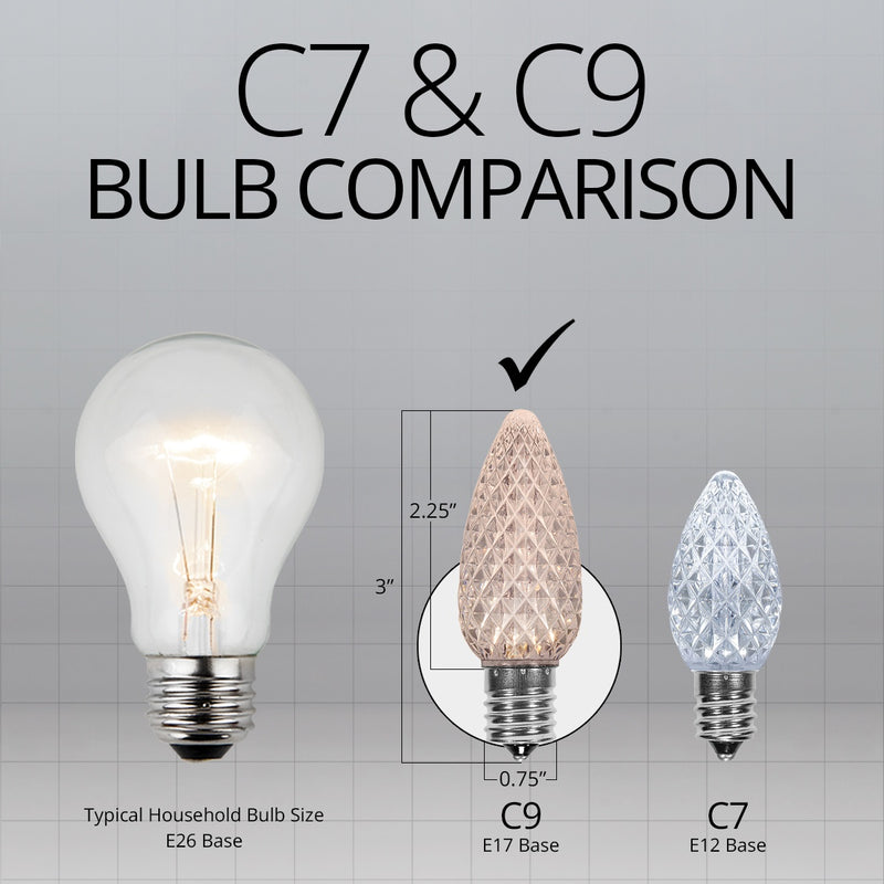 C9 OptiCore LED Light Bulbs, Warm White, E17 Base, Contractor Pack