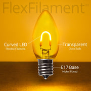 C9 Transparent Glass Gold FlexFilament LED Bulbs