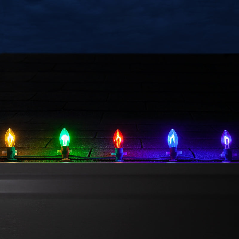 C9 Transparent Shatterproof Multicolor FlexFilament LED Bulbs