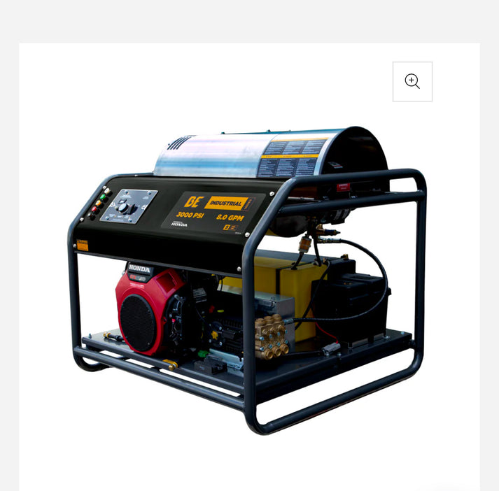 BE 3000PSI 8.0GPM Hot Water Pressure Washer with Honda GX690 Engine and General Triplex Pump - HW3024HG12V