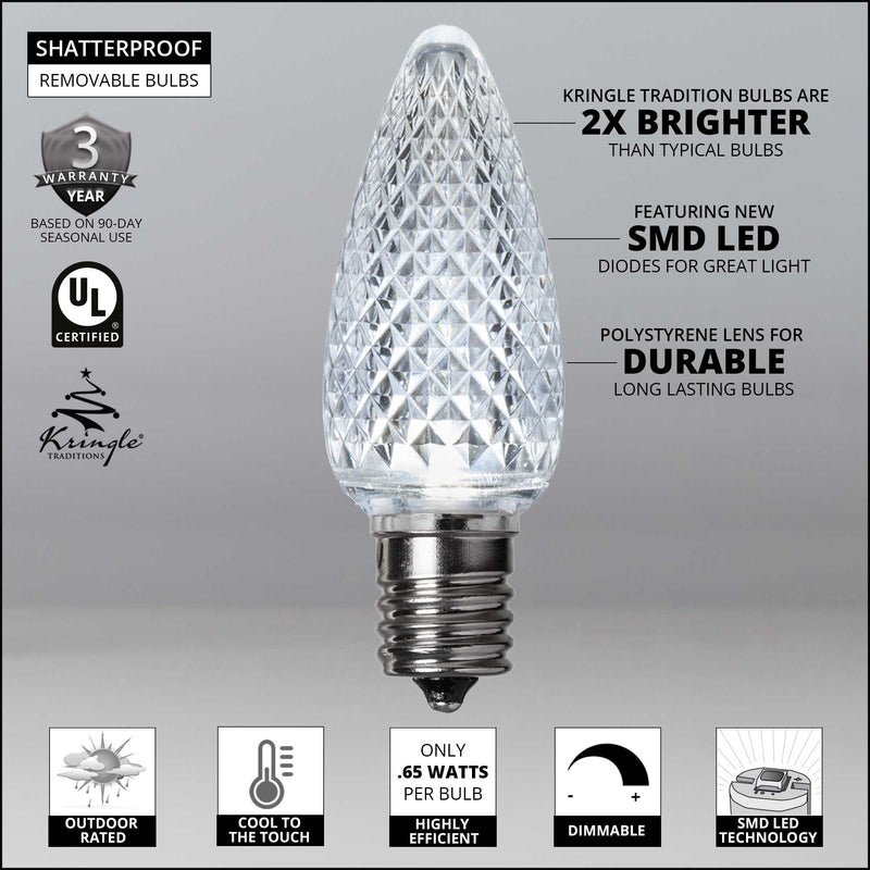 C9 Cool White Kringle Traditions LED Bulbs