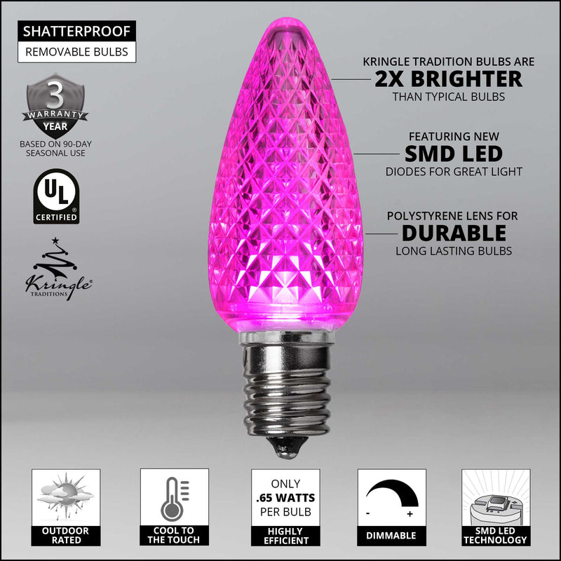 C9 Pink Kringle Traditions LED Bulbs