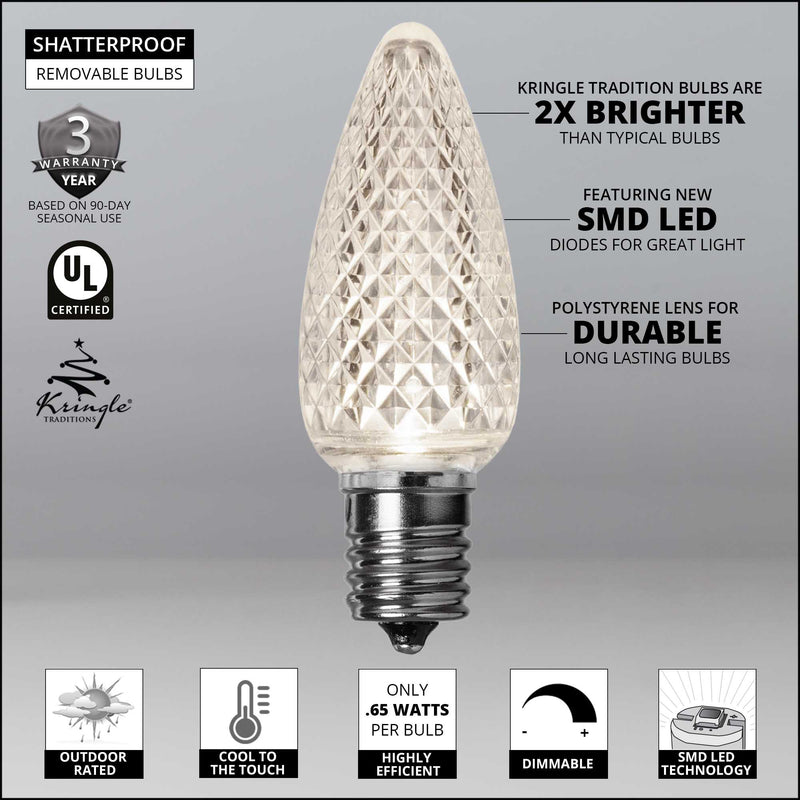 C9 Pure White Kringle Traditions LED Bulbs