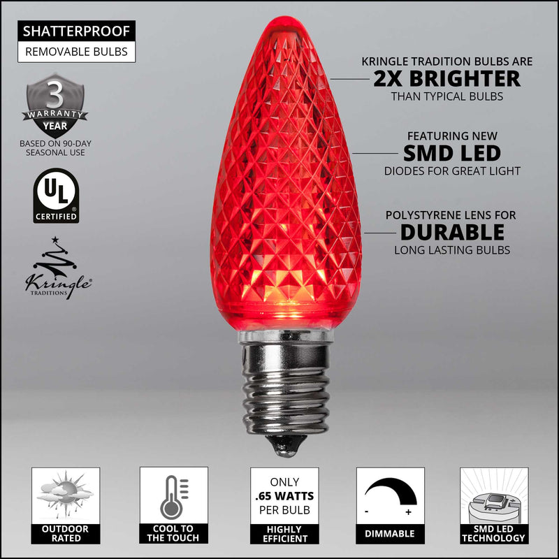 C9 Red Kringle Traditions LED Bulbs