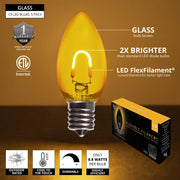 C9 Transparent Glass Gold FlexFilament LED Bulbs