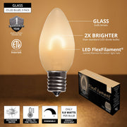 C9 Satin Glass Warm White FlexFilament LED Bulbs
