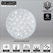 Cool White 5mm LED Twinkle Starlight Sphere, Lights