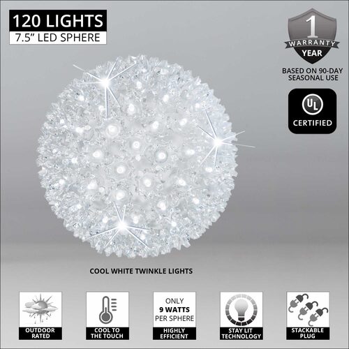 Cool White 5mm LED Twinkle Starlight Sphere, Lights