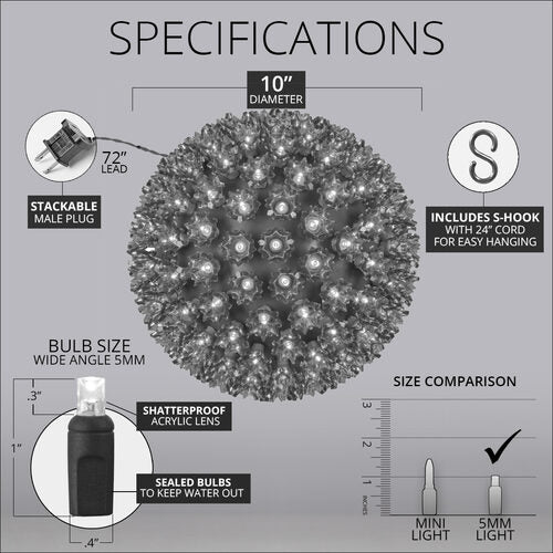 Cool White 5mm LED Twinkle Starlight Sphere, Lights