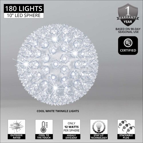 Cool White 5mm LED Twinkle Starlight Sphere, Lights