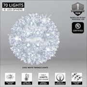 Cool White 5mm LED Twinkle Starlight Sphere, Lights