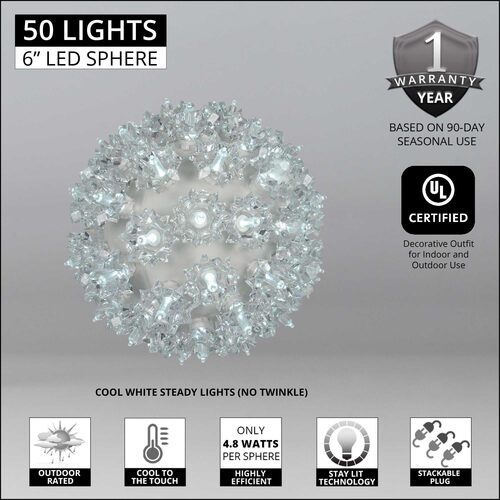 Cool White T5 LED Starlight Sphere, Lights