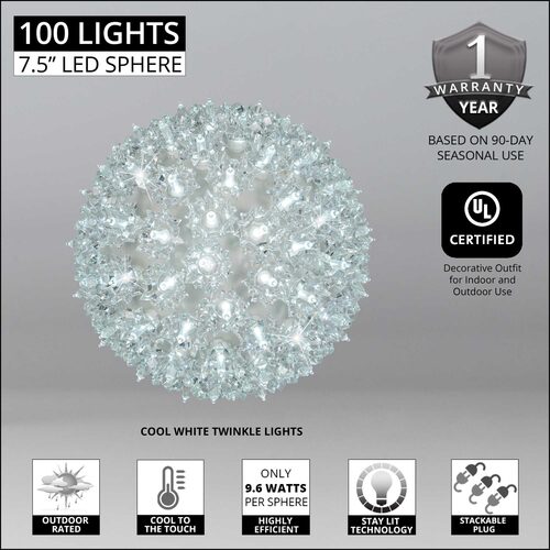 Cool White T5 LED Twinkle Starlight Sphere, Lights