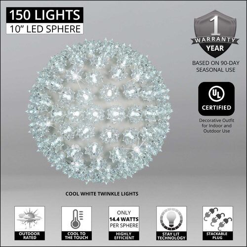 Cool White T5 LED Twinkle Starlight Sphere, Lights