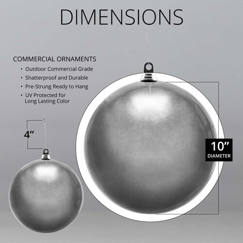 Shatterproof Silver Commercial Ornament, Candy Finish
