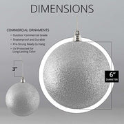 Shatterproof Silver Commercial Ornament, Glitter Finish