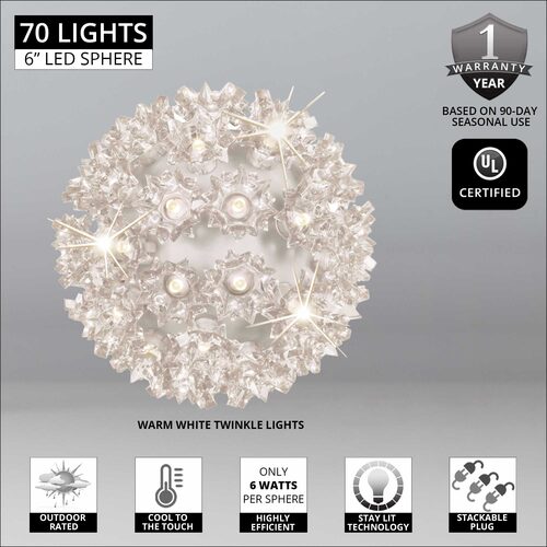 Warm White 5mm LED Twinkle Starlight Sphere, Lights