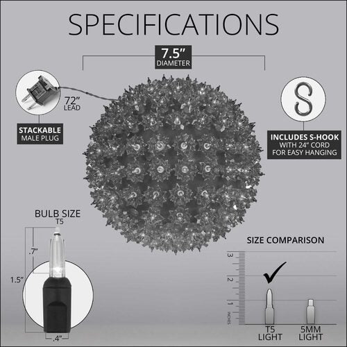 Warm White T5 LED Starlight Sphere, Lights
