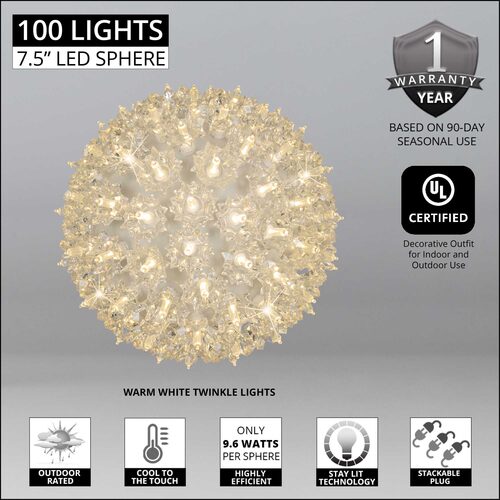 Warm White T5 LED Twinkle Starlight Sphere, Lights