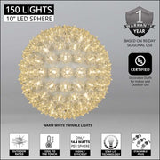 Warm White T5 LED Twinkle Starlight Sphere, Lights