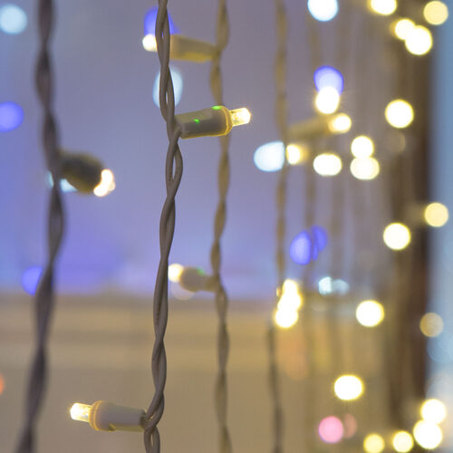 5mm Warm White LED Christmas Lights, White Wire