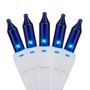 100 Blue Mini Lights, White Wire, 2.5" Spacing