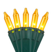 100 Gold Frost Mini Lights, Green Wire, 6" Spacing